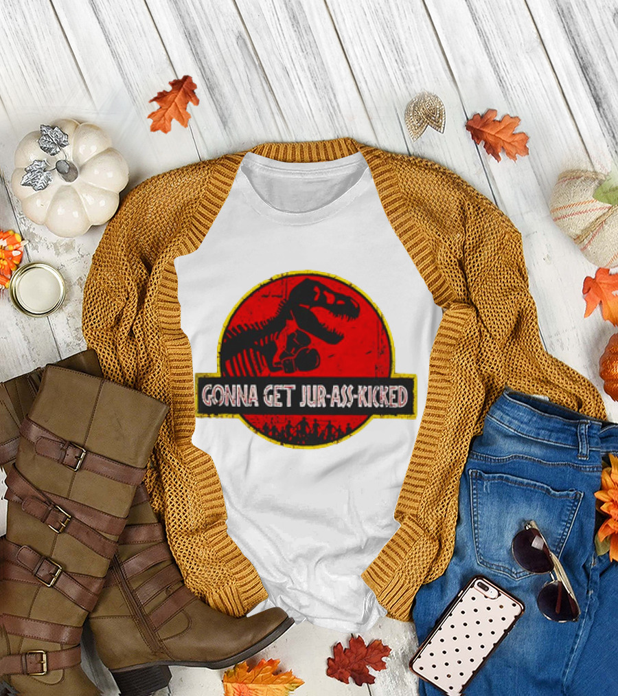 Gonna Get Jur-Ass-Kicked Dinosaur Boxing Red T-Shirt