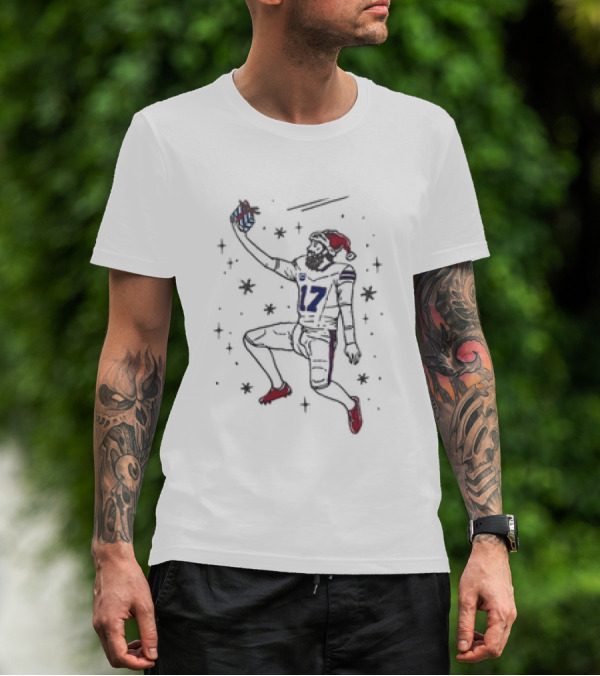 Santa Josh Allen Buffalo Bills Christmas Quarterback Football 17 T-Shirt