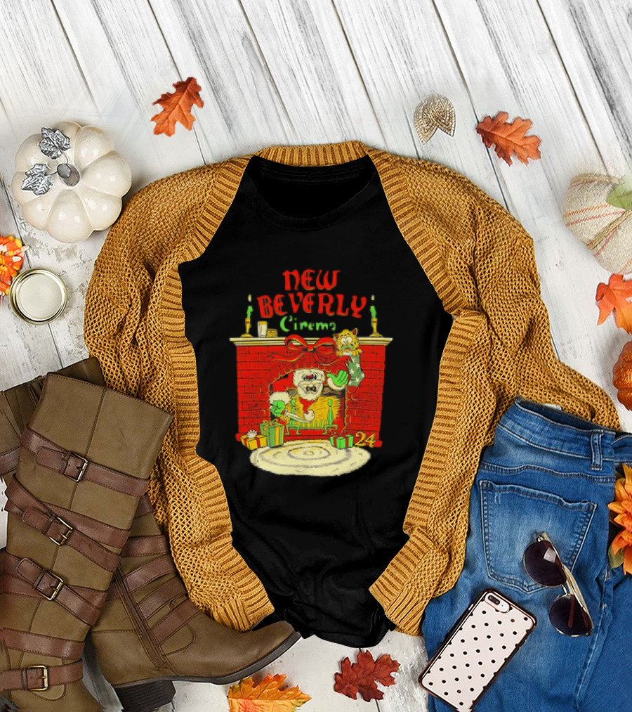 New Beverly Cinema Christmas Horror Santa Fireplace Scene T-Shirt