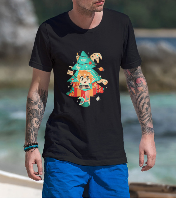 The Legend Of Zelda Link Nostalgic Christmas Tree With Video Game Controllers T-Shirt
