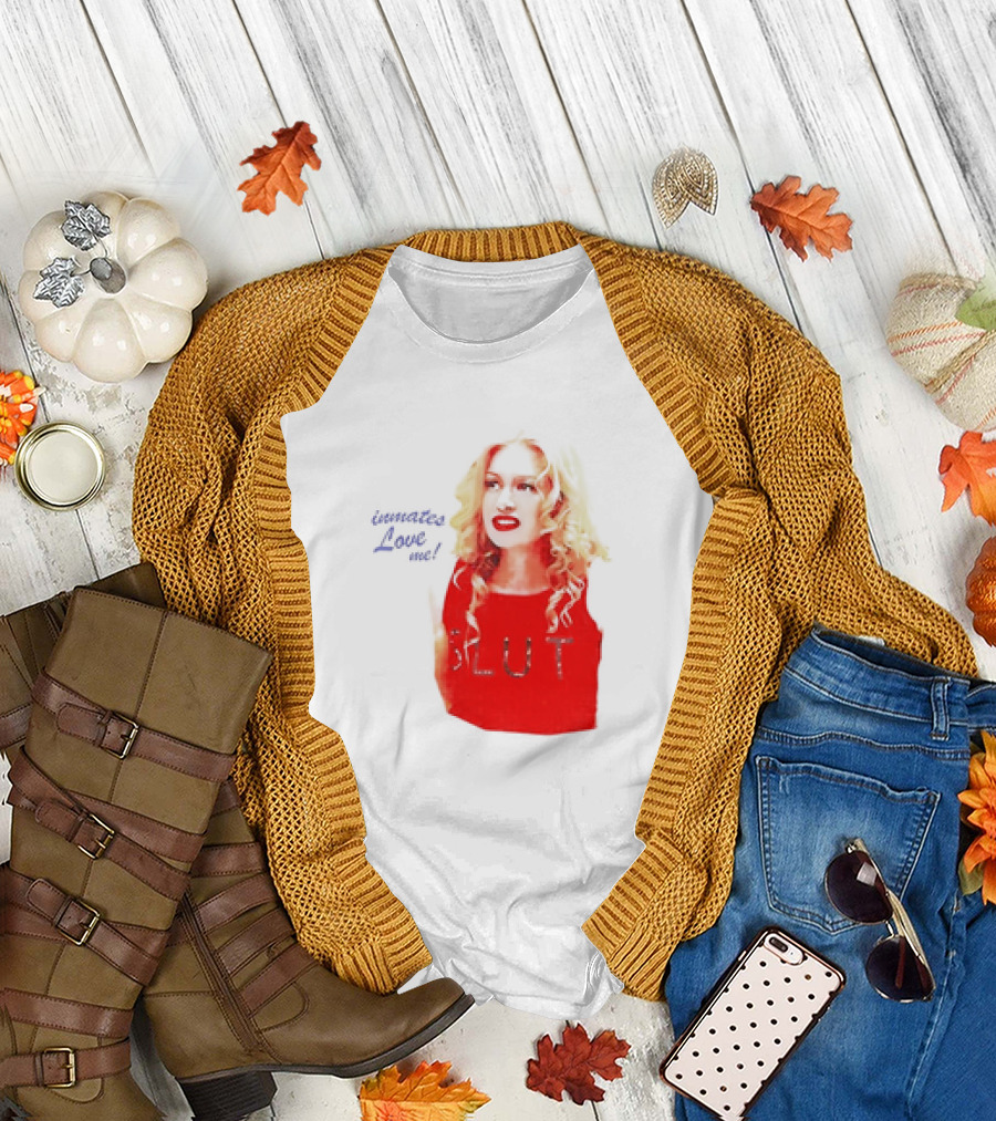 Inmates Love Me Slut Red Top Blonde Woman T-Shirt