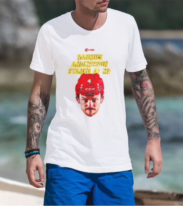 C Of Red Rasmus Andersson Stared At Me CCM Red Helmet Number 4 T-Shirt