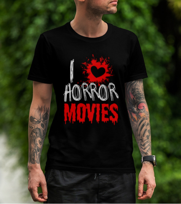 I Heart Horror Movies With Red Splatter T-Shirt
