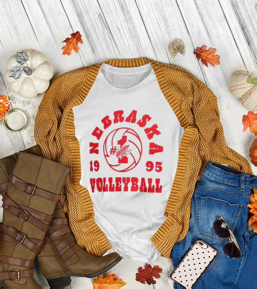 Vintage 1995 Nebraska Huskers Volleyball Champions #1 Nebraska Volleyball T-Shirt
