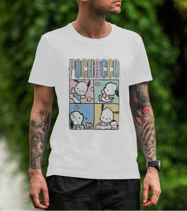 POCHACCO Pastel Grid Cute Comics Panel Series T-Shirt
