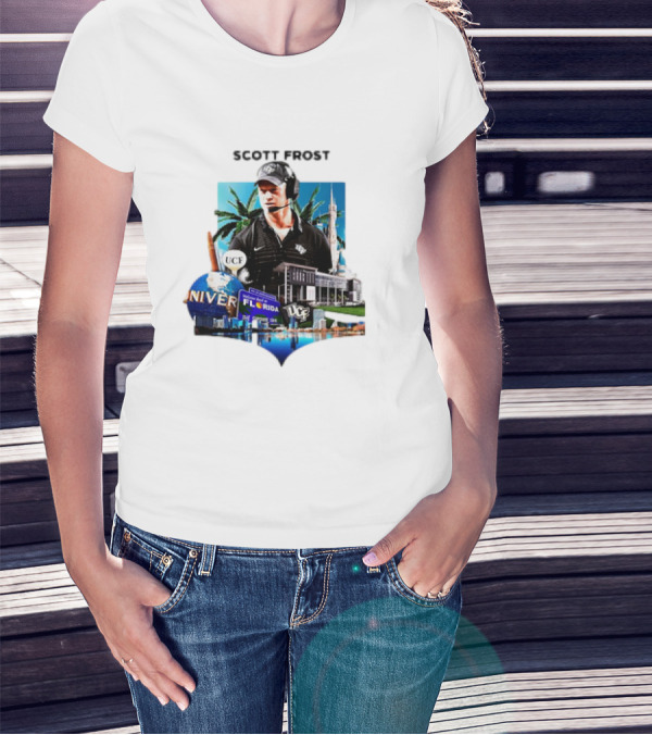 Scott Frost UCF Florida With University Campus And Palm Trees T-Shirt