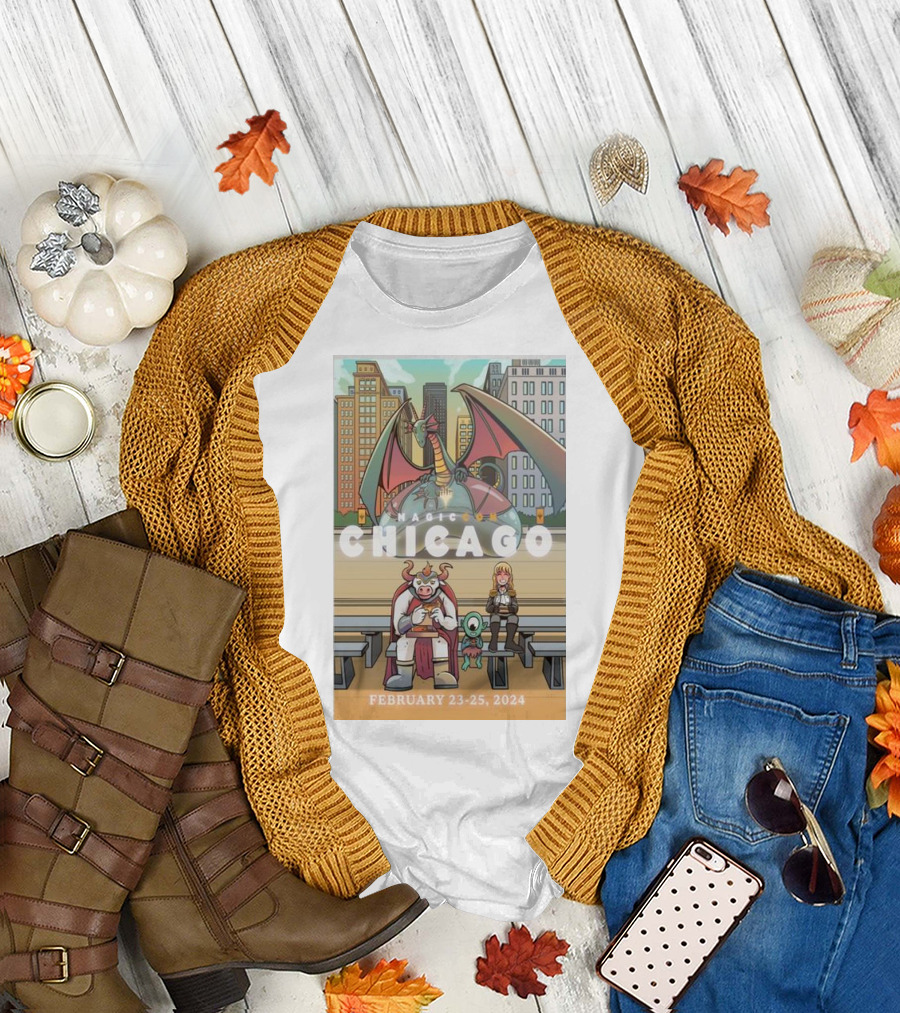 Magiccon Chicago February 23-25, 2024 Dragon and Cityscape Scene T-Shirt
