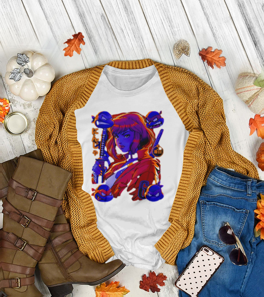Ninja April O’Neil with Leonardo Raphael Donatello Michelangelo T-Shirt