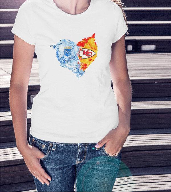 Kansas City Royals KC Chiefs Heart Water Fire T-Shirt