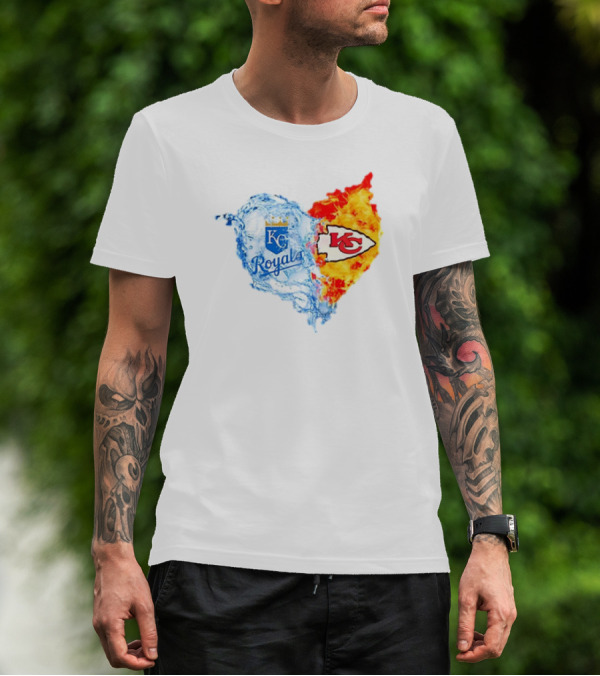 Kansas City Royals KC Chiefs Heart Water Fire T-Shirt