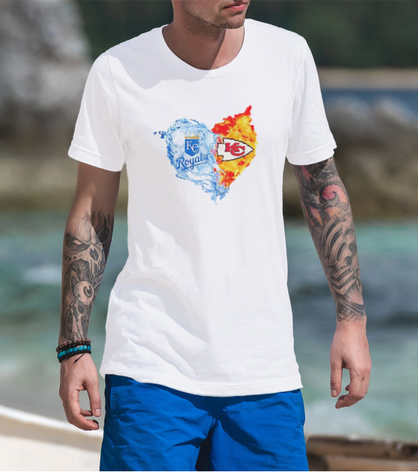 Kansas City Royals KC Chiefs Heart Water Fire T-Shirt