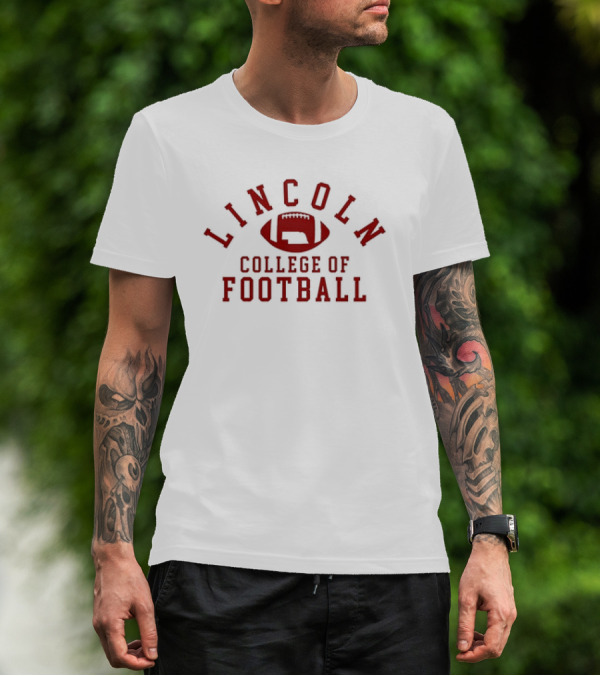 Lincoln College Of Football Emblem With Football T-Shirt