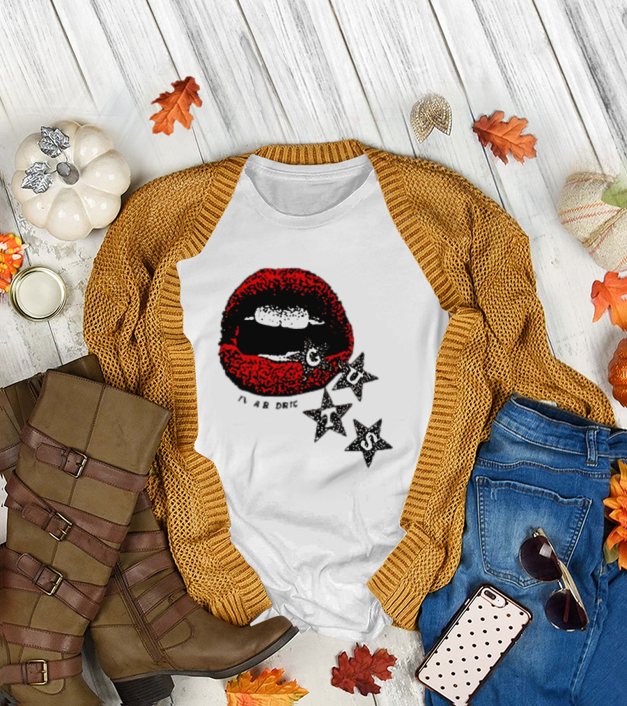 Olivia Rodrigo Guts Red Lips with Stars T-Shirt