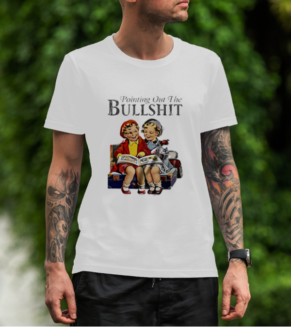 Pointing Out The Bullshit Vintage Comic Style Kids Reading Book T-Shirt