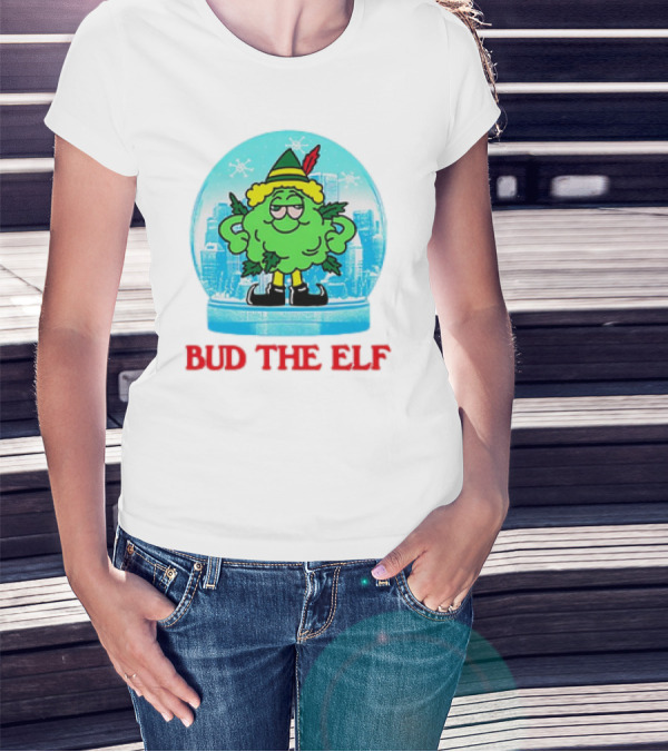 Bud The Elf Christmas Snow Globe Scene T-Shirt