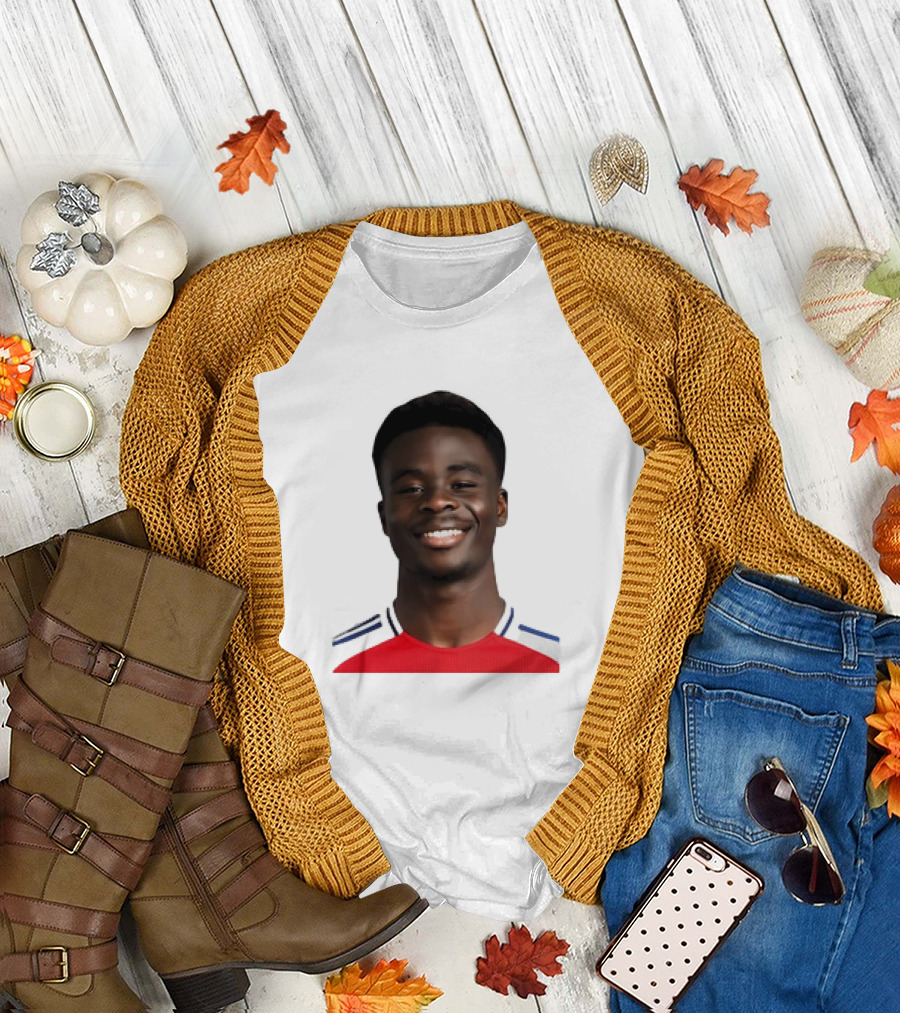Bukayo Saka Arsenal F.C. Player Icon with Red Jersey T-Shirt