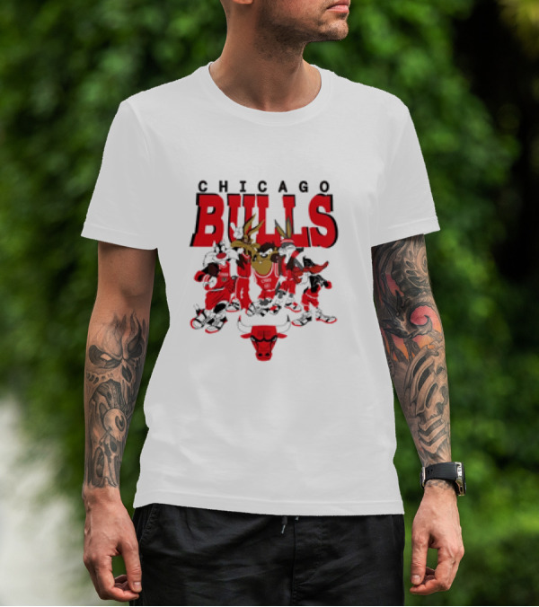 Chicago Bulls Looney Tunes NBA Basketball Cartoon Characters T-Shirt