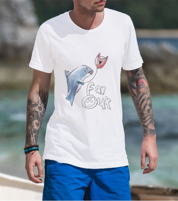 Shark With Cat Balloon Far Out T-Shirt