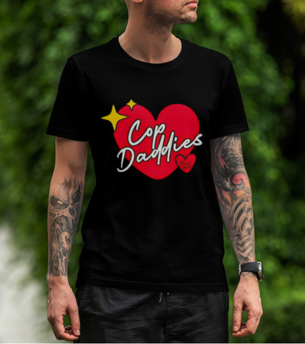 Cop Daddies Heart I Love Cops Girl Stars T-Shirt