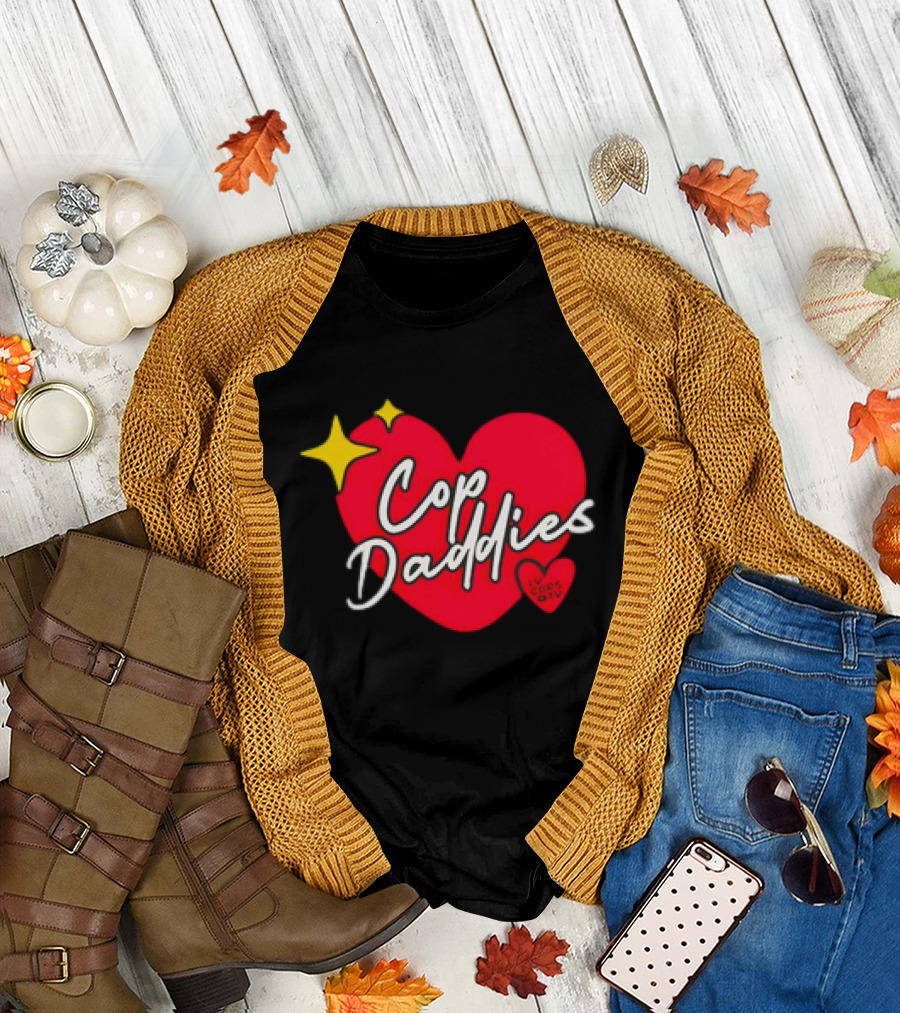 Cop Daddies Heart I Love Cops Girl Stars T-Shirt