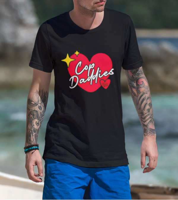Cop Daddies Heart I Love Cops Girl Stars T-Shirt