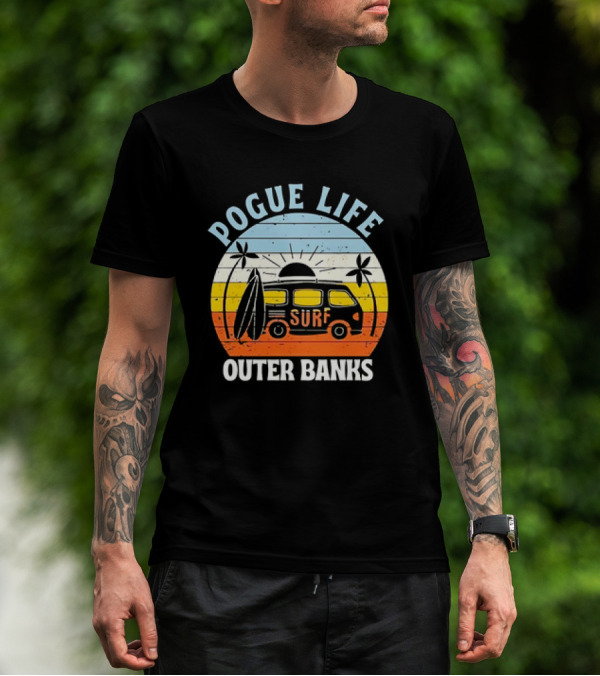 Pogue Life Outer Banks Surf Van Sunset Vintage T-Shirt