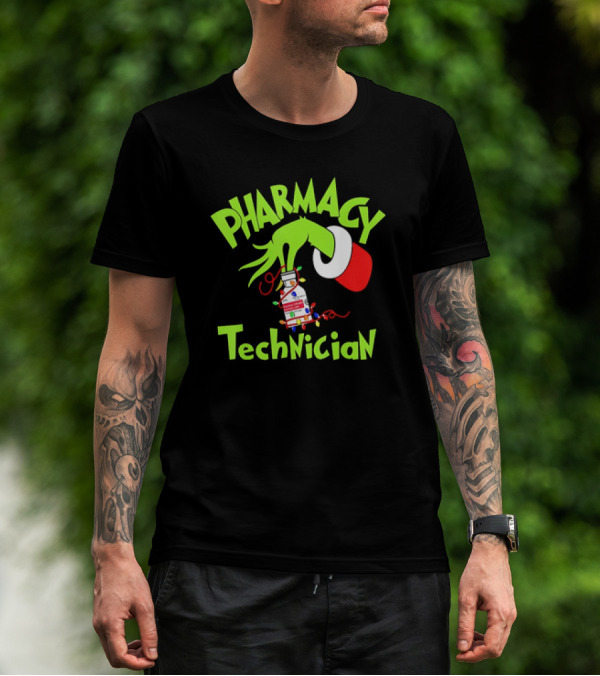 Grinch Pharmacy Technician Christmas Lights T-Shirt