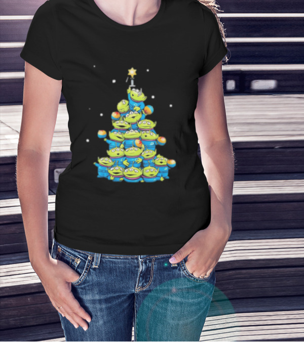 Toy Story Aliens Building Christmas Tree Tower T-Shirt