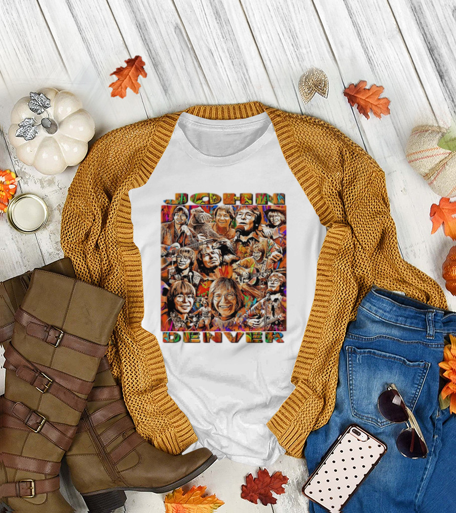 John Denver Colorful Vintage Collage T-Shirt