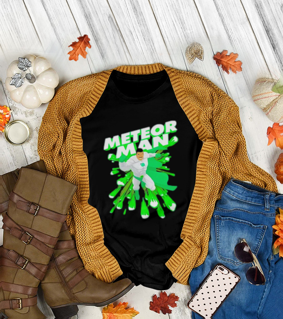 Meteor Man Heroic Pose with Green Comet Effect T-Shirt