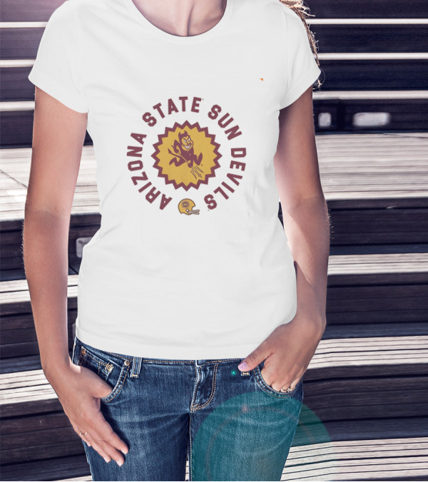 Arizona State Sun Devils Football Sunburst Sparky Helmet T-Shirt