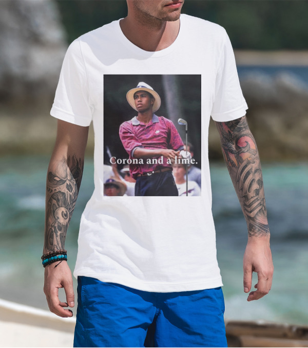 Tiger Wood Corona And A Lime Golf Style Event T-Shirt