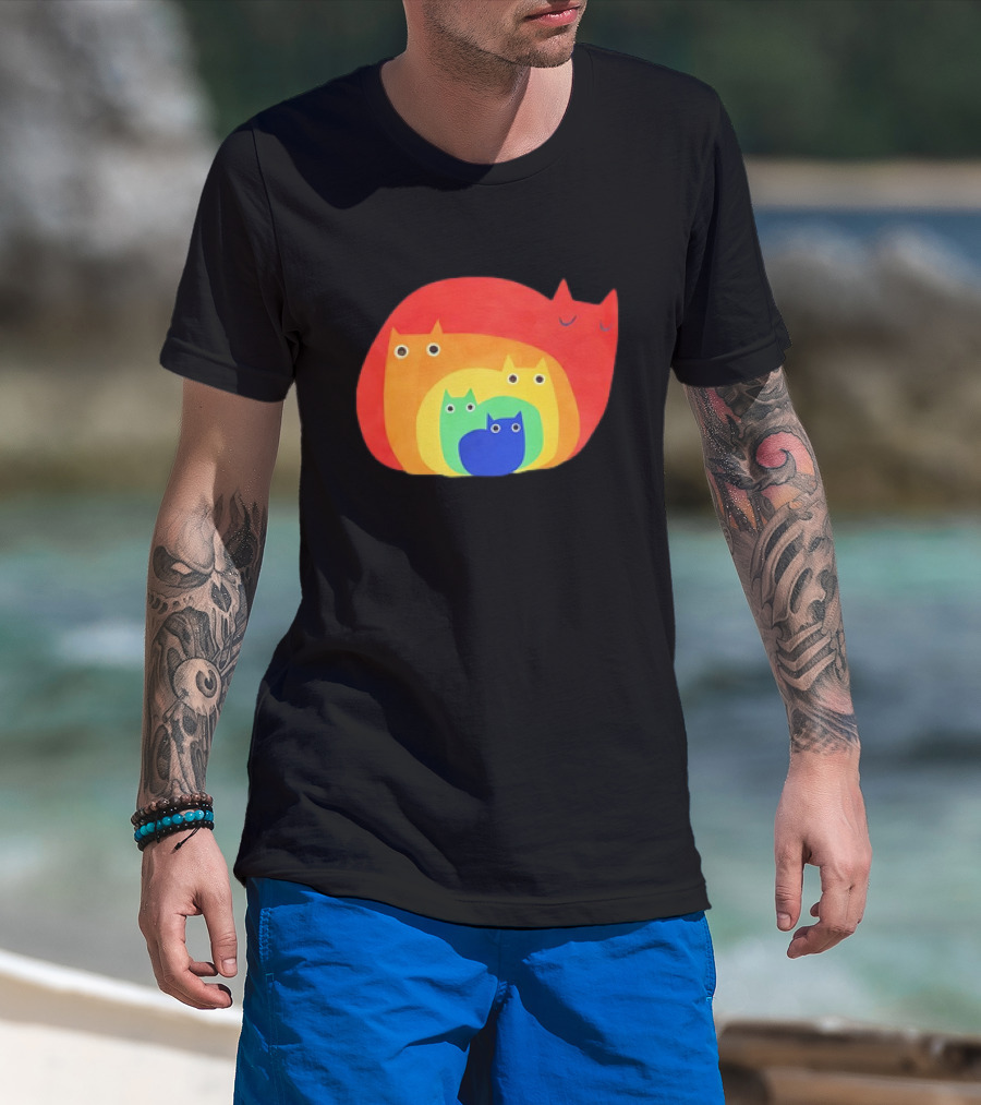 Rainbow Cats Pattern Layers T-Shirt