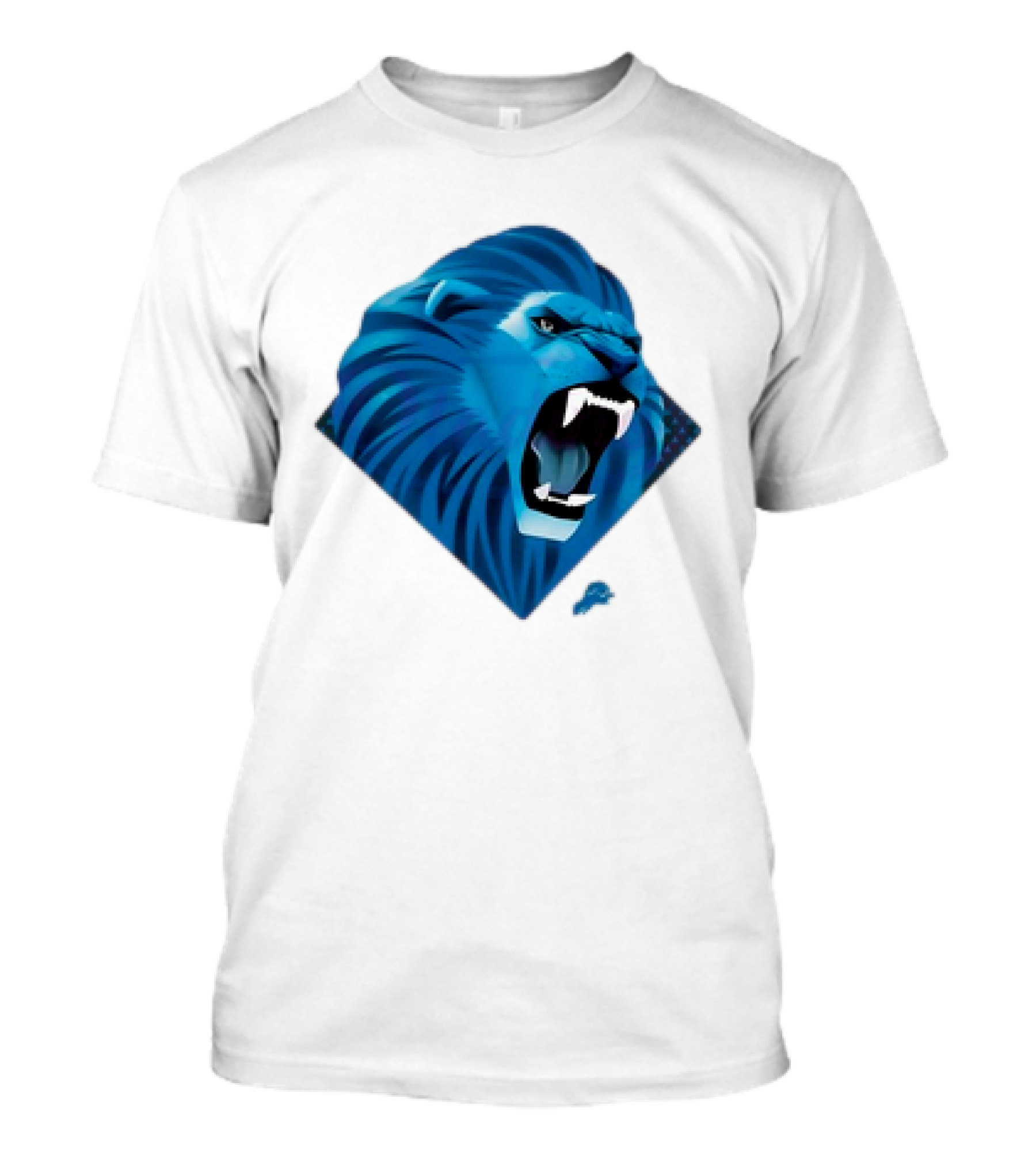 Detroit Lions Roaring Blue Lion Head Emblem T-Shirt
