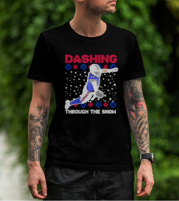 Josh Allen Buffalo Bills Dashing Through The Snow Holiday Football T-Shirt