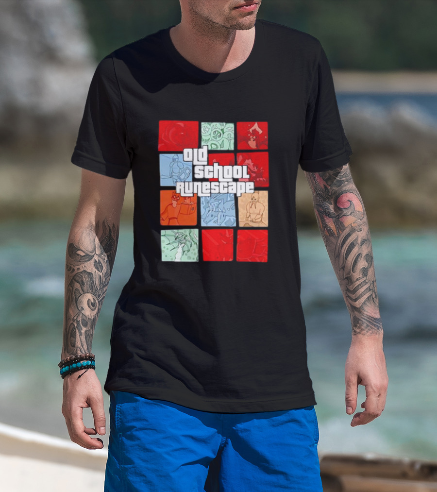 Old School RuneScape Pixel Art Character Collage T-Shirt