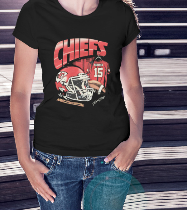 Kansas City Chiefs Patrick Mahomes 15 NFL Helmet Jersey Chiefs T-Shirt
