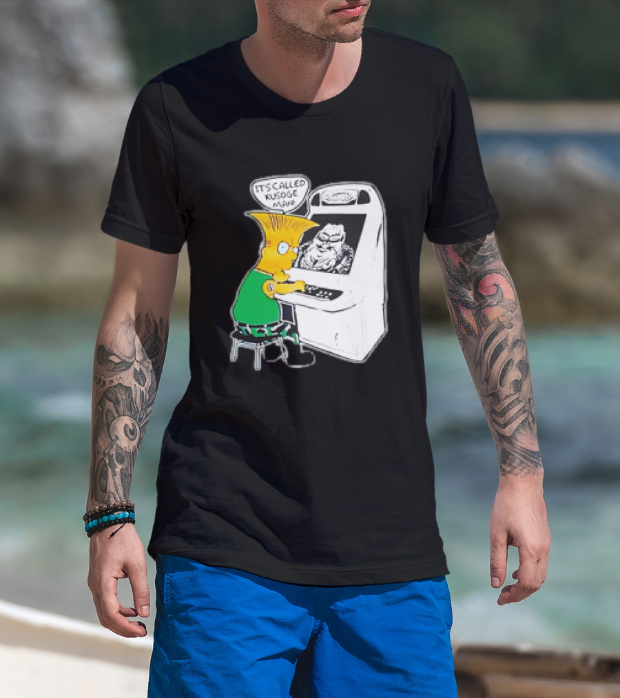 Bart Simpson It's Called Kusoge Man Playing Arcade Game T-Shirt