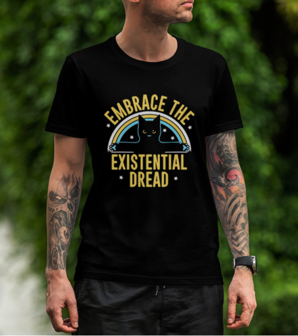 Embrace The Existential Dread Cat With Rainbow T-Shirt