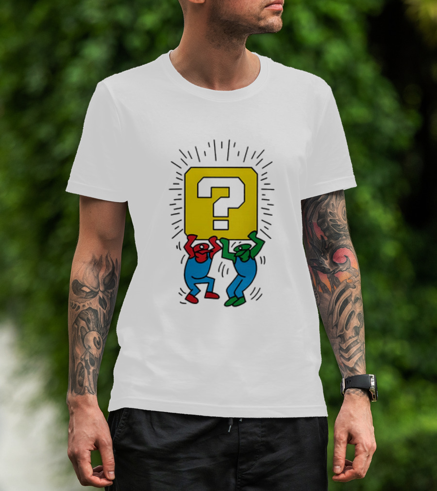 Mario And Luigi Lifting Block Keith Haring Style Pop Art Brothers T-Shirt