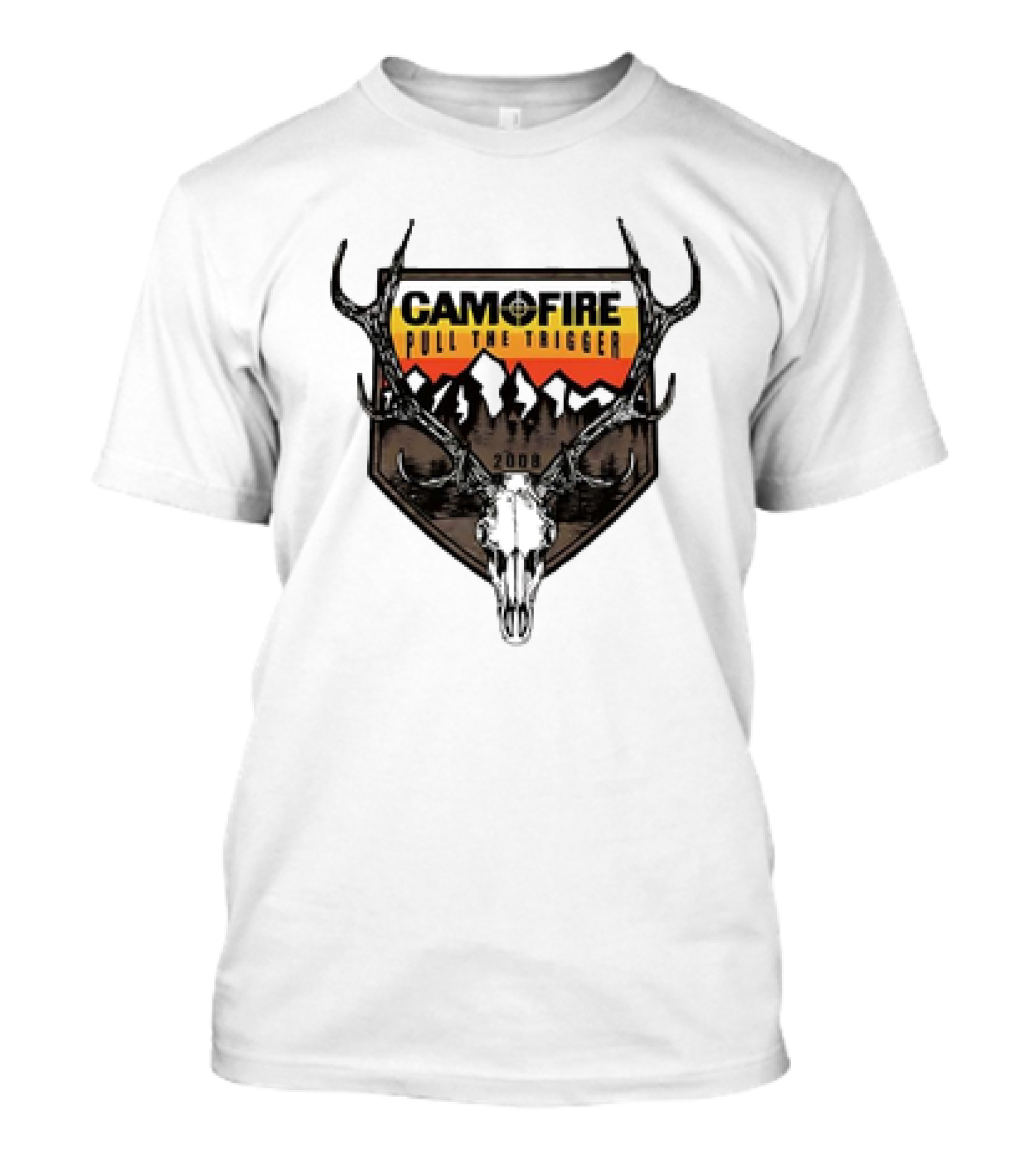 CAMOFIRE Pull The Trigger 2008 Deer Skull And Antlers Mountain T-Shirt