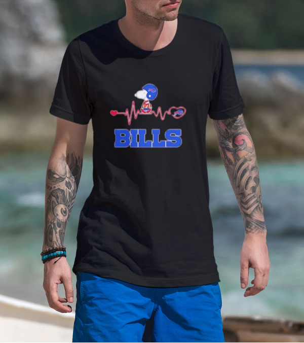 Heartbeats Snoopy Bills Football Helmet Heartbeat T-Shirt