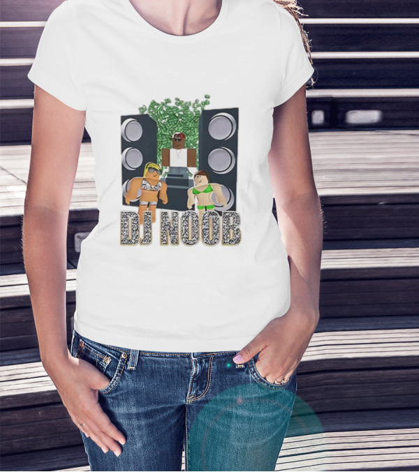 Roblox Video Game DJ Noob Party With Speakers And Characters T-Shirt