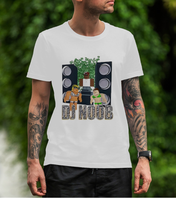 Roblox Video Game DJ Noob Party With Speakers And Characters T-Shirt