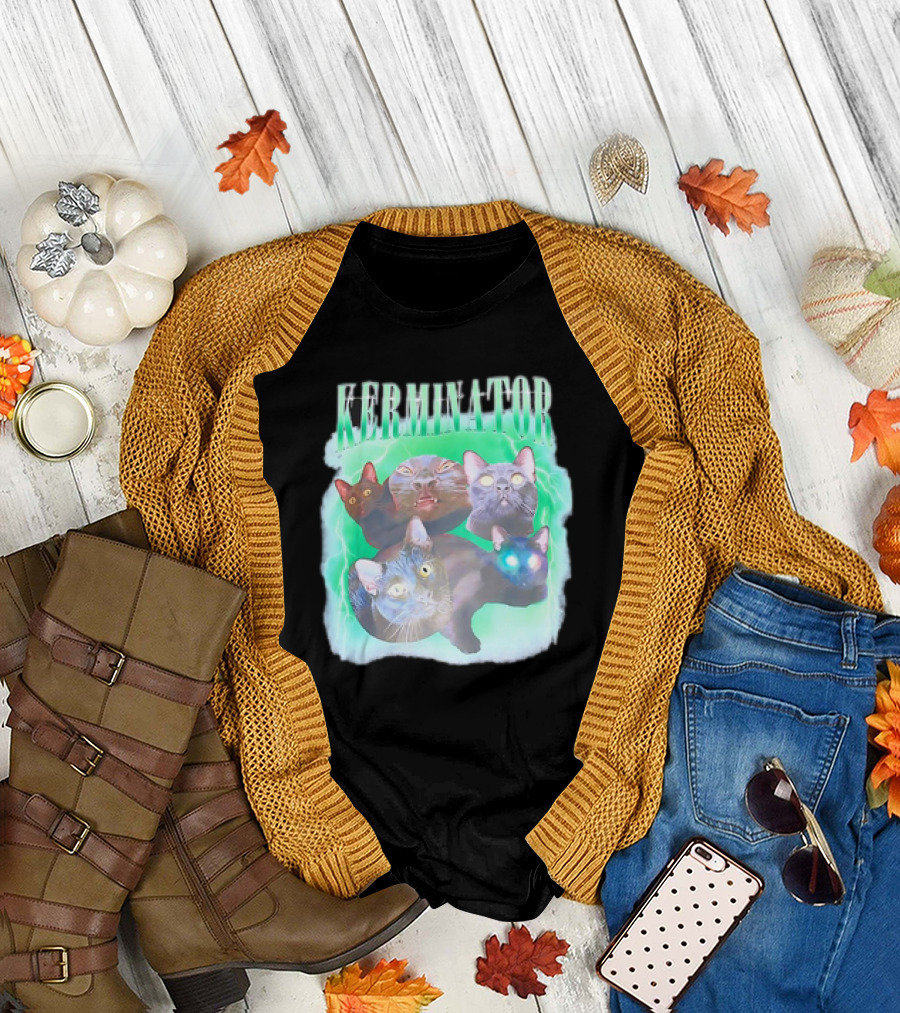 Kerminator Cat Faces Surrounded by Electric Glow T-Shirt