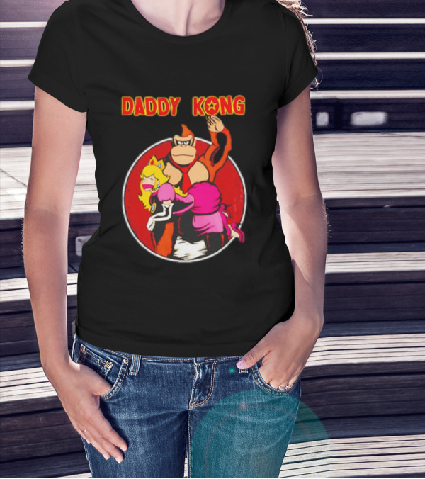 Daddy Kong Funny Retro Gaming Humor With Princess Character Playful T-Shirt