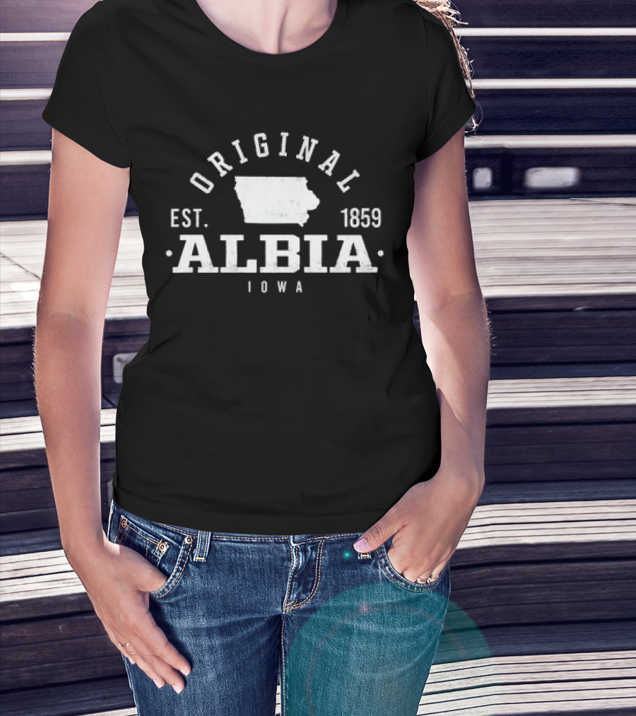 Original Albia Iowa Est 1859 Vintage State Map T-Shirt