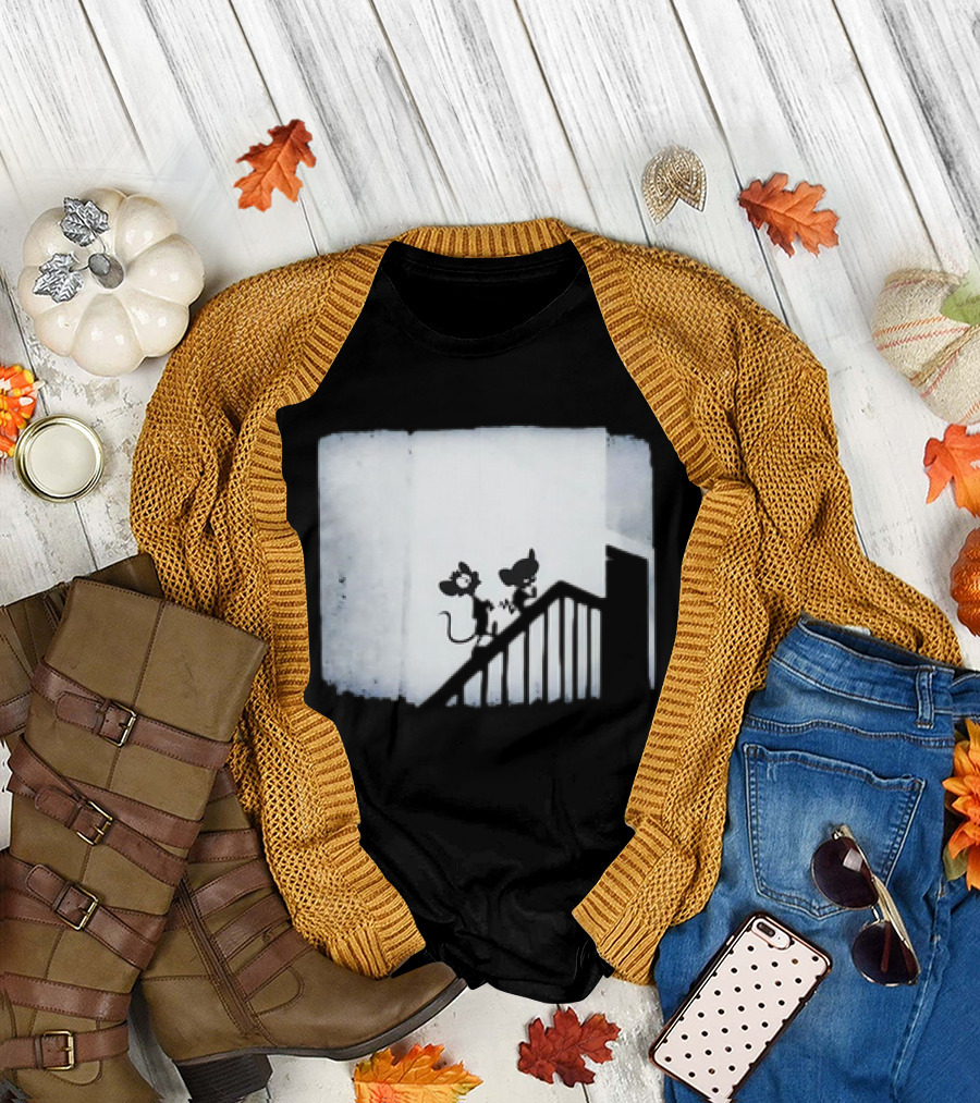Pinky and the Brain X Nosferatu Miceferatu Shadow Silhouettes on Stairs T-Shirt