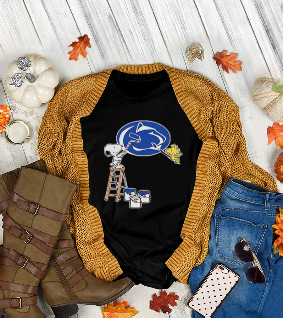 Snoopy and Woodstock Painting Penn State Nittany Lions T-Shirt