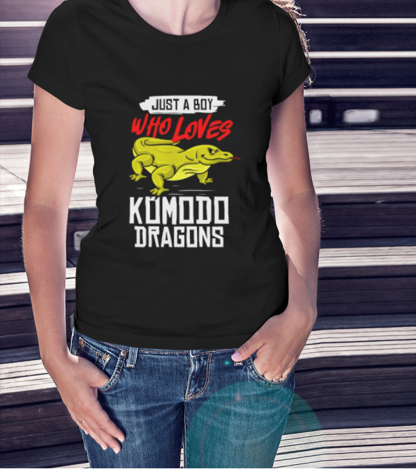 Just A Boy Who Loves Komodo Dragons With Yellow Lizard T-Shirt